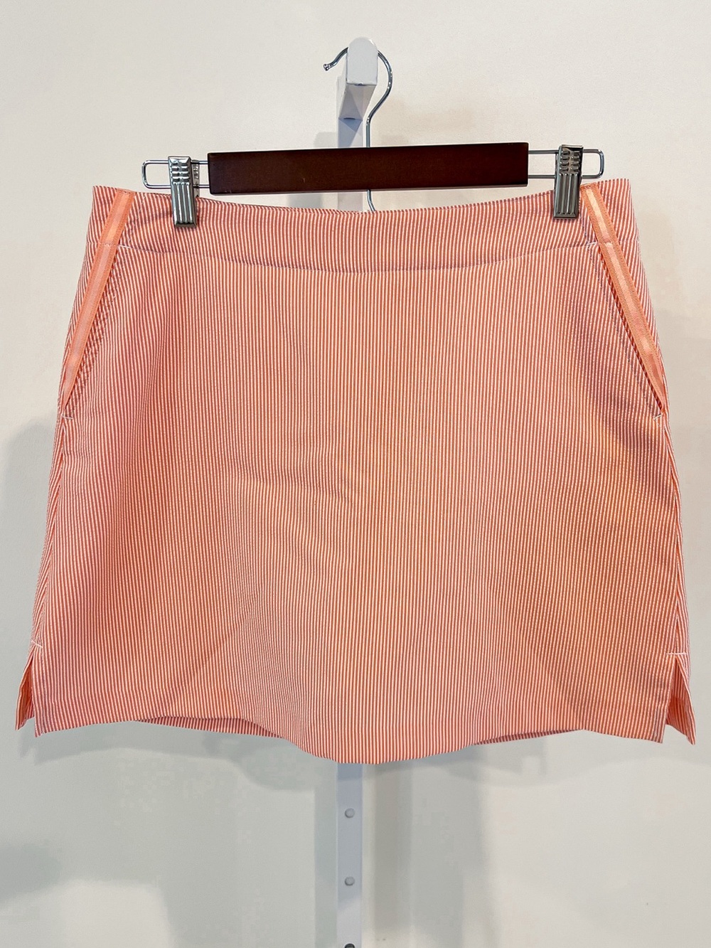 Lady Hagen Orange and White Seersucker Pinstripe Golf Tennis Skirt Womens Sz 6